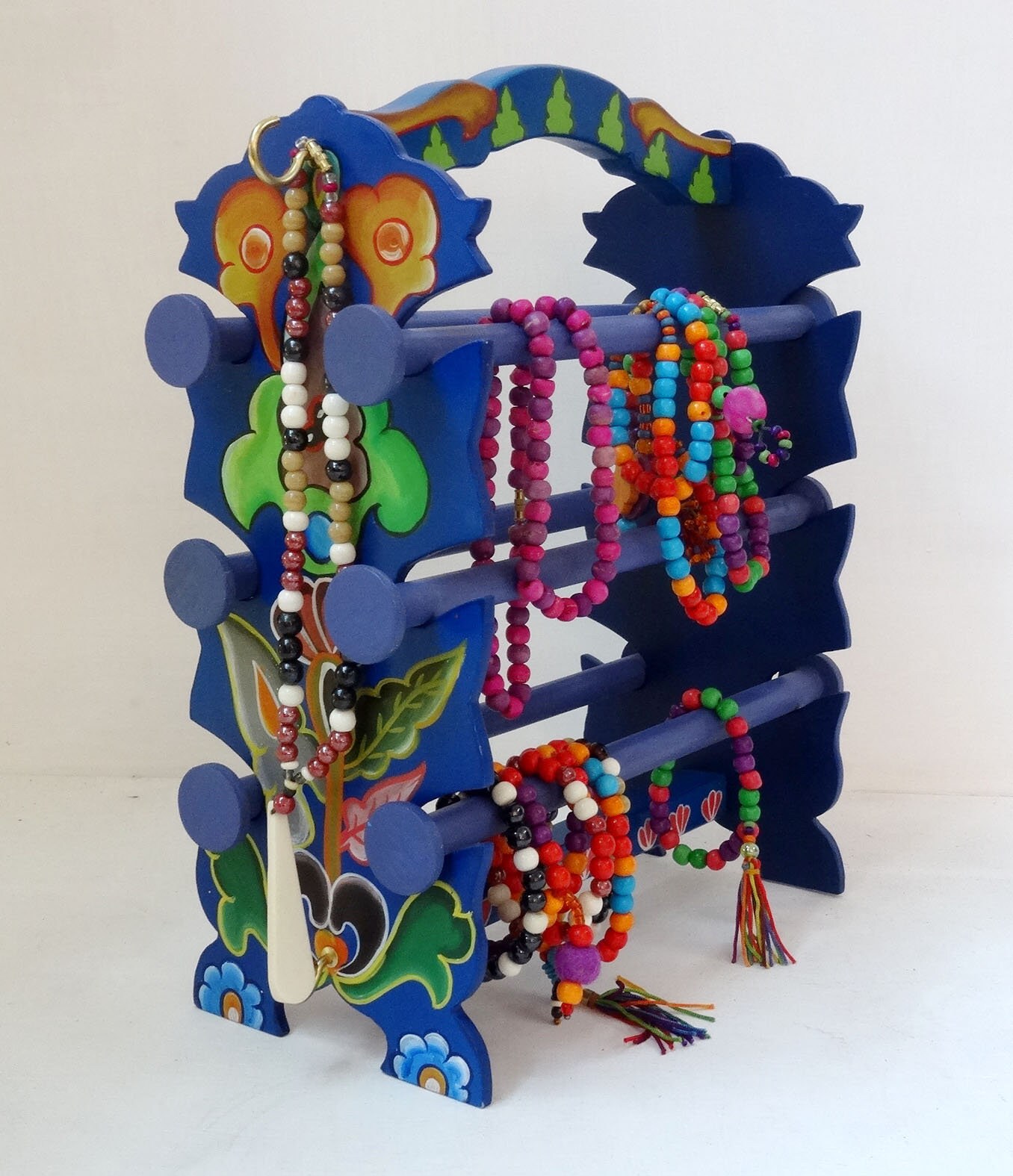 Bangle Rack Bracelet Stand to Display in Painted Wood, With 6 Removable Bohemian ...