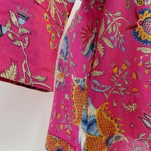 TUNIQUE femme mi-longue en coton imprimé à manches longues et écharpe assortie tunique rose,pink image 7