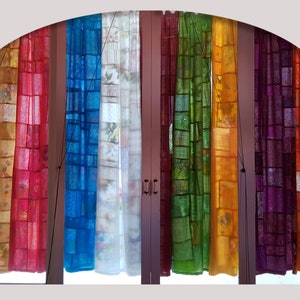 RIDEAU PATCHWORK multicolore réalisé sur mesure en coton doublure unie assortie au patchwork pour baie vitrée, porte, grande fenêtre,multi image 2