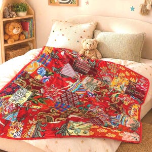 Patchwork Baby Blanket 110x110 cm | Handmade Cotton Quilt | Boho Baby Blanket | Soft Nursery Bedding | Colorful Kids Throw