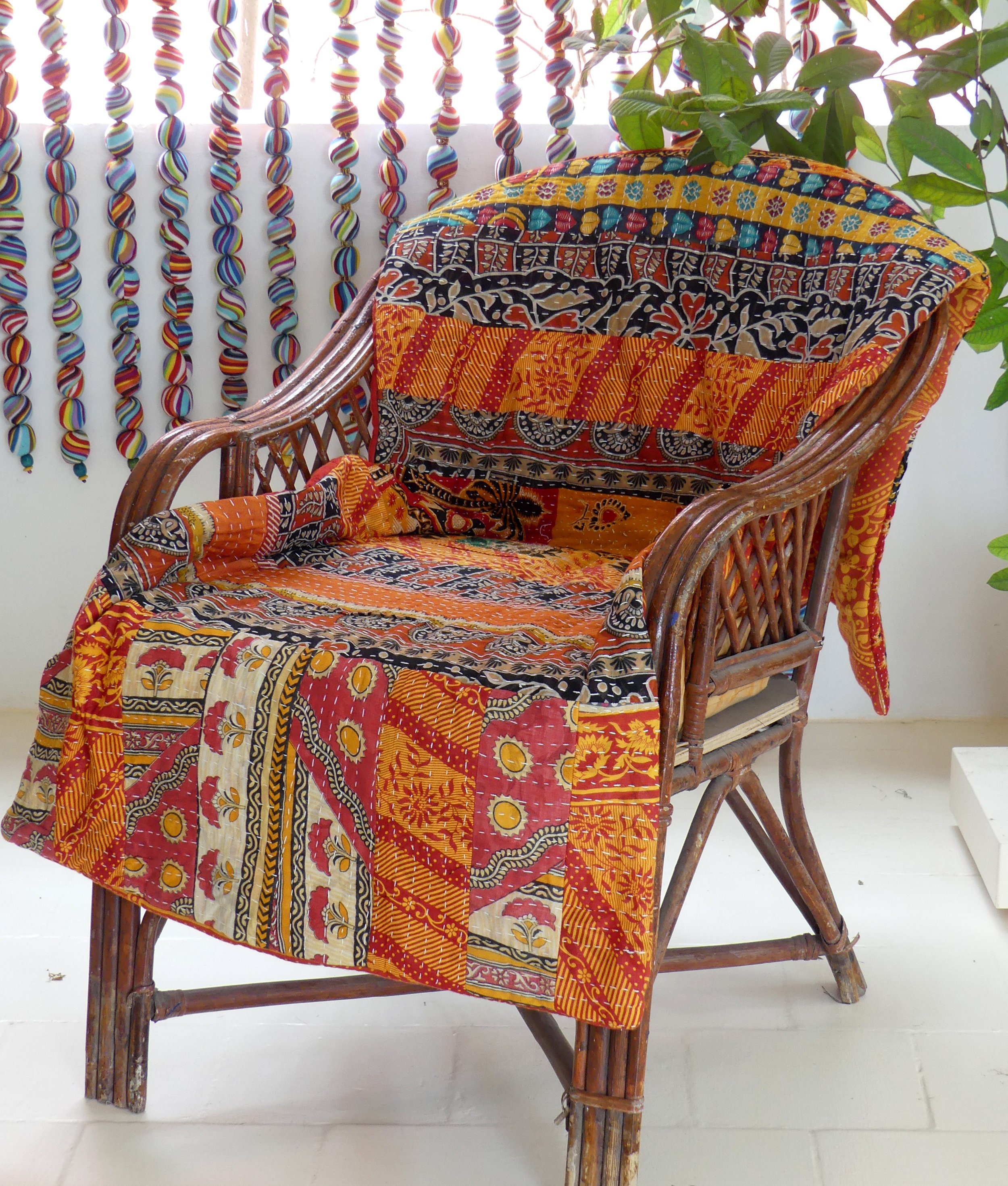 Plaid Rectangular Armchair Covers in Vintage Cotton Patchwork Etsy UK