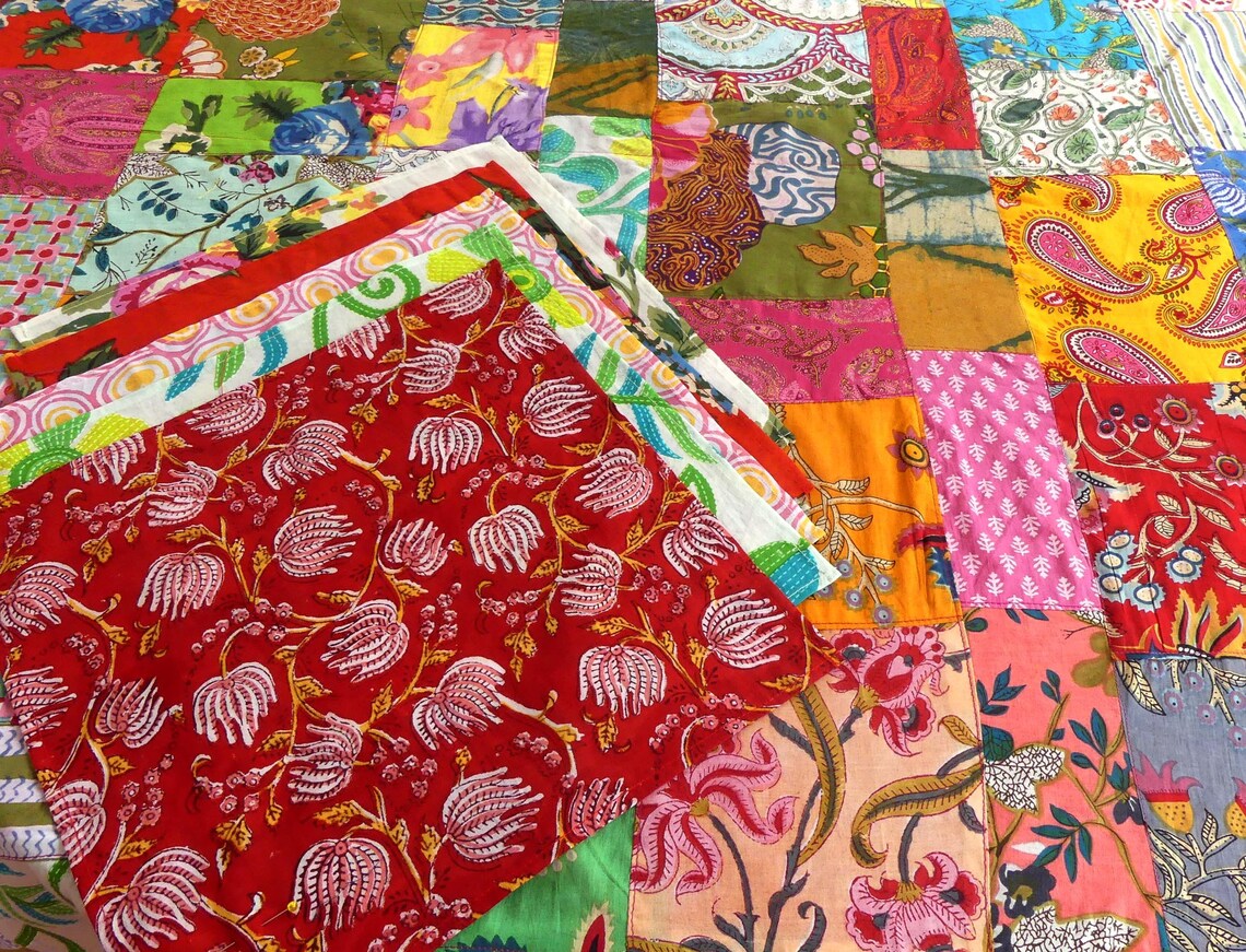 Tablecloth Patchwork Round for Table of 6 in Red and Etsy