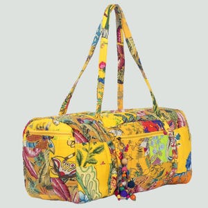 Yellow Rectangular tablecloth - multicolored patchwork cotton lined plain color - edged with a 6 cm border image 10