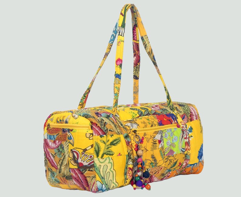 Yellow Rectangular tablecloth - multicolored patchwork cotton lined plain color - edged with a 6 cm border image 10