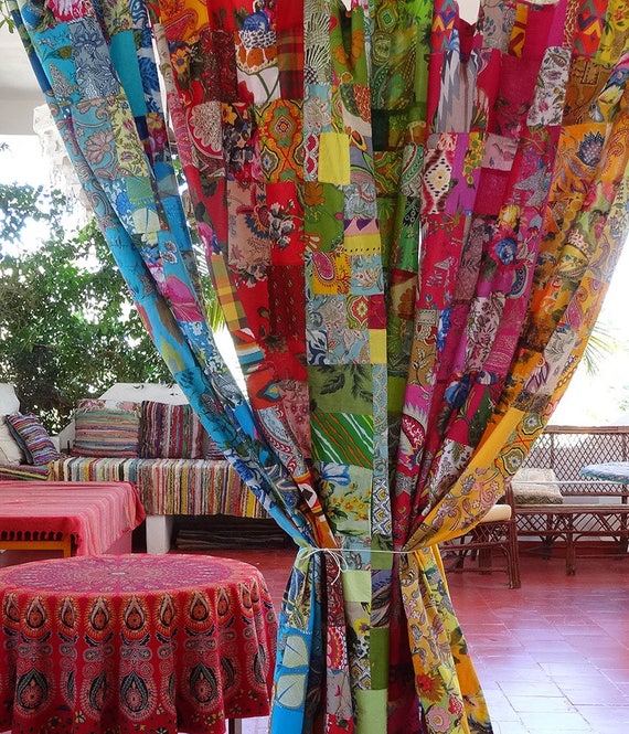 Vorhang Wandbehang Patchwork Bunt Baumwolle Handgefertigt Etsy