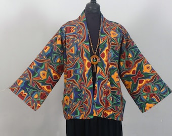 Veste KIMONO courte MI SAISON pour homme ou femme en coton toile doublée Veste unisexe