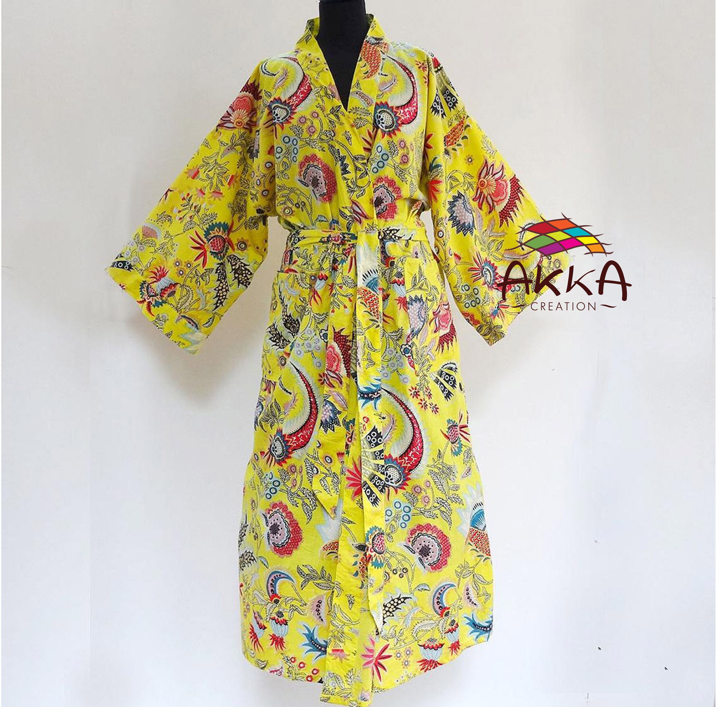 ladies yellow dressing gown