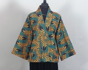 Veste KIMONO courte MI SAISON pour homme ou femme en coton toile doublée Veste unisexe