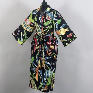 Printed Cotton Quilted Dressing Gown Plain Lined Kimono Quilted Dressing Gown Unisex All Sizes Dressing Gown