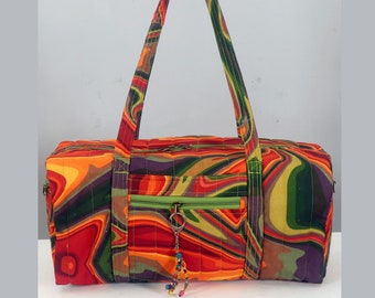 SAC POLOCHON  en toile de coton multicolore  taille moyenne sac léger  pour le week end, les courses,multi