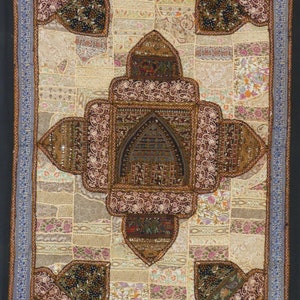 Wall hanging Rajasthan with vintage embroidery patchwork for home decor multicolor bohemian style