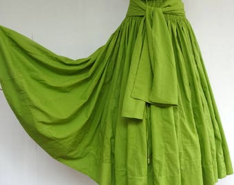 FALDA para MUJER con paneles anchos en algodón liso falda boho falda verde