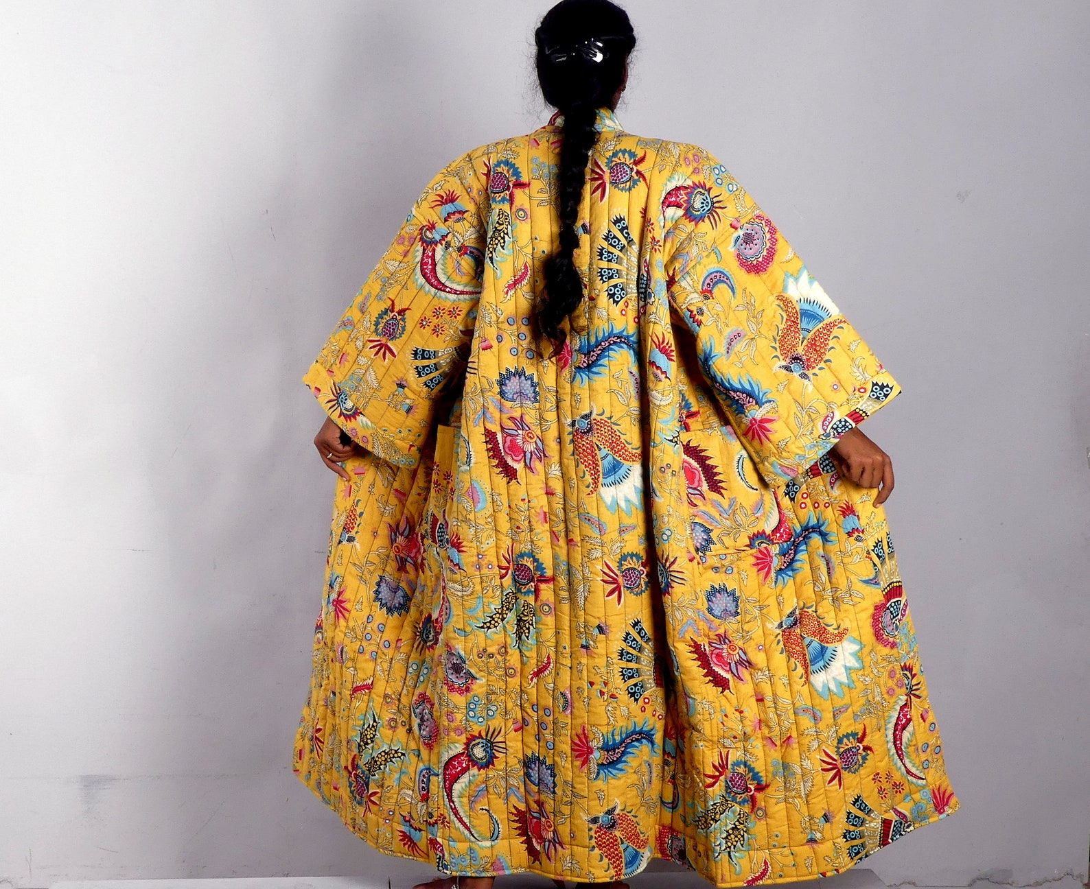 Reversible Quilted Dressing Gown Kimono in Printed Cotton Etsy
