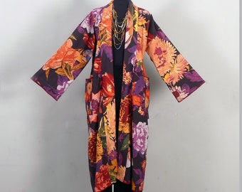 LONG KIMONO Kimono dressing gown for men or women all sizes in thick cotton AUTUMN collection