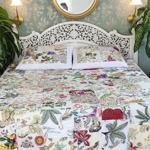 Patchwork wit dekbedovertrek - 220x240 cm – ritssluiting aan 3 zijden, eenvoudig te installeren, handgemaakt, wit en veelkleurig.