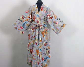 KIMONO LUNGO Vestaglia kimono per uomo o donna abito estivo di grandi dimensioni Abito kimono Accappatoio premaman Abito kimono Boho, grigio