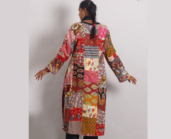 Patchwork shop long coat