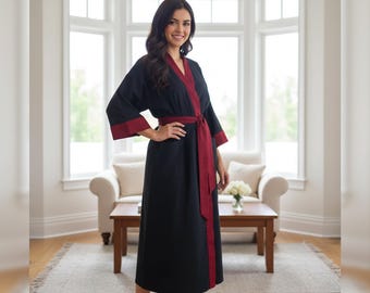 Kimono de banho para homens ou mulheres, tamanho grande, vestido de verão, vestido kimono reversível, vestido kimono boho para gestantes, preto