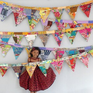 LARGE DECORATION GARLAND in multi-colored cotton fabric for parties and receptions in the house or garden