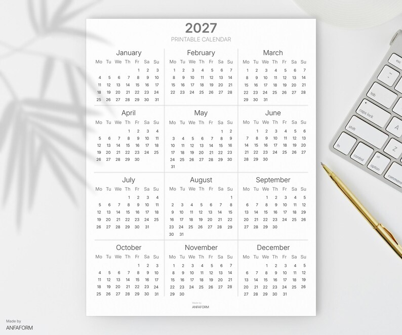 Calendrier 2027 Imprimer Vue D ensemble De L ann e Sur Une Page Calendrier 2027 Imprimer Vue D ensemble De L ann e Sur Une Page