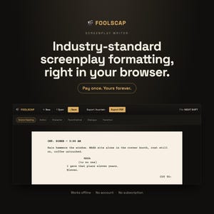 Foolscap Screenplay Writer – Automatische PDF-Formatierung & Fountain-Export (Sofort-Download)