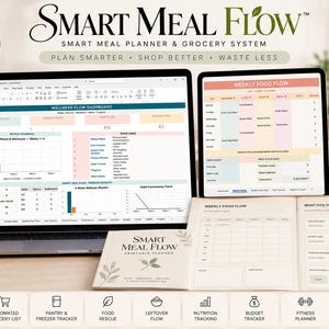 Smart matplanerare med automatiserad inköpslista | Google Sheets och utskrivbar