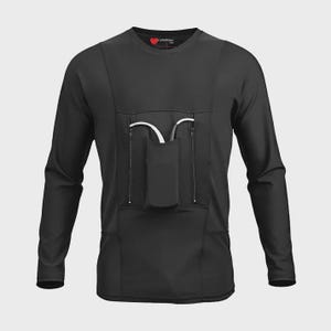 LVAD HeartMate Herr Helärmad T-shirt HeartMate 2 & 3 Kontroller och Batterifickor - Svart