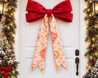 Quilted Christmas Bow Sewing Pattern PDF, Fabric Bow Pattern, Christmas Wreath Bow, Holiday Door Decor
