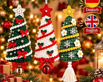 Crochet Christmas Tree Pattern PDF, Spiral Christmas Tree Ornament, Hanging Holiday Decor, Christmas Crochet Ornament, Wind Spinner Pattern