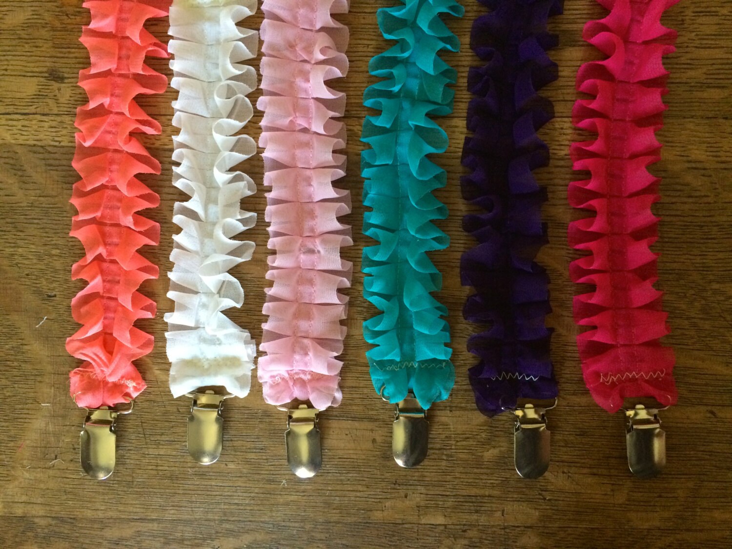 Shabby Chic Ruffle Pacifier Clips Baby Girl Baby Gift Etsy