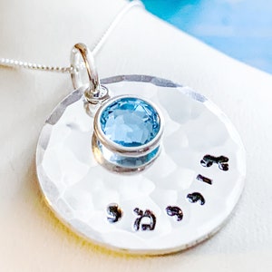 Custom Hebrew Name Necklace: Sterling Silver, Swarovski Birthstone