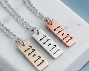 11:11 necklace, Number pendant, Make a wish jewelry, Intentions synchronicity Angel number necklace