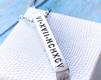 Personalized bar necklace for men, name necklace, custom coordinates, custom date, engraved necklace, Christmas for him, personalized bar