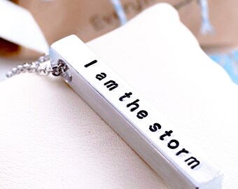 I Am the Storm Necklace for Men or Women, Fate Whispers to the Warrior, Motivational Strength Necklace, Affirmation Jewelry