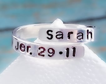 Personalized rings for women Adjustable Thumb ring Personalized Name Rings Open Crossover Thumb Ring Stacking name rings Custom ring