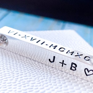 Personalized Sterling Silver Bar Necklace - Custom Engraved Pendant