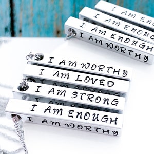 I am enough Necklace, I am Worthy necklace, Self Love Necklace, Anxiety Depression Motivation Necklace, Positive Affirmation image 6