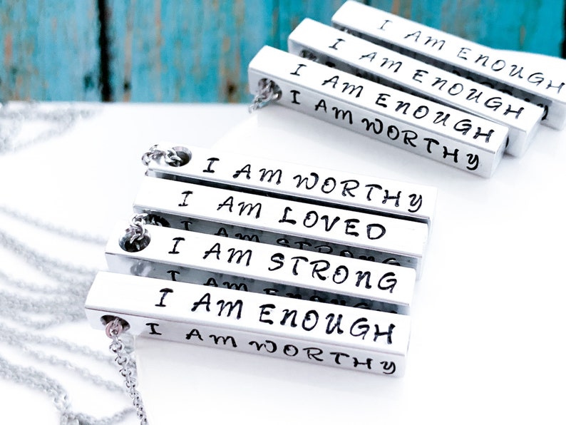 I am enough Necklace, I am Worthy necklace, Self Love Necklace, Anxiety Depression Motivation Necklace, Positive Affirmation image 6