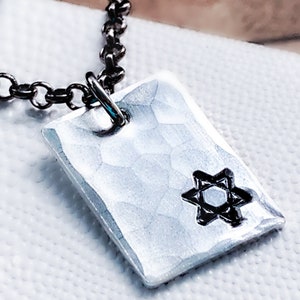 Star of David Hammered Sterling Silver Necklace for Men Judaica Magen ...