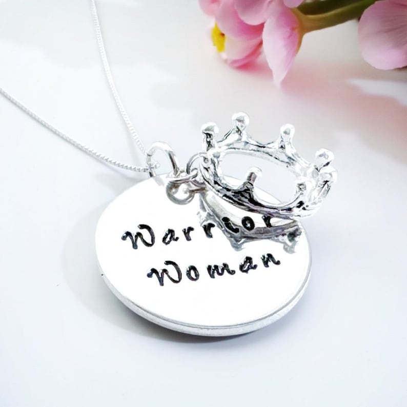 Warrior Woman Necklace, Strong Women Jewelry, Strength keepsake, Encouragement gift image 1