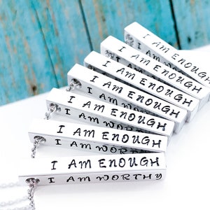 I am enough Necklace, I am Worthy necklace, Self Love Necklace, Anxiety Depression Motivation Necklace, Positive Affirmation image 9