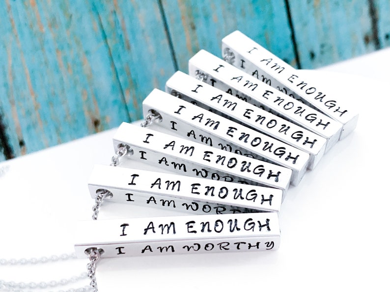 I am enough Necklace, I am Worthy necklace, Self Love Necklace, Anxiety Depression Motivation Necklace, Positive Affirmation image 9