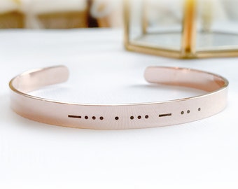 Personalized Morse Code Bracelet Custom engraved bracelet Dainty Morse code Skinny bangle word bracelet Secret message Open cuff bangle