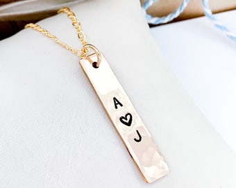 Personalized men's initial necklace Gold filled pendant Gold bar necklace Custom Fathers Day Gift Personalized Engraved Necklace