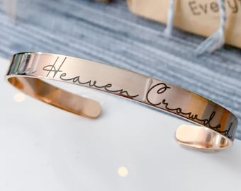 Make heaven crowded engraved bracelet Christian gift Religious bracelet Skinny bangle word bracelet Open cuff bangle Bible verse jewelry