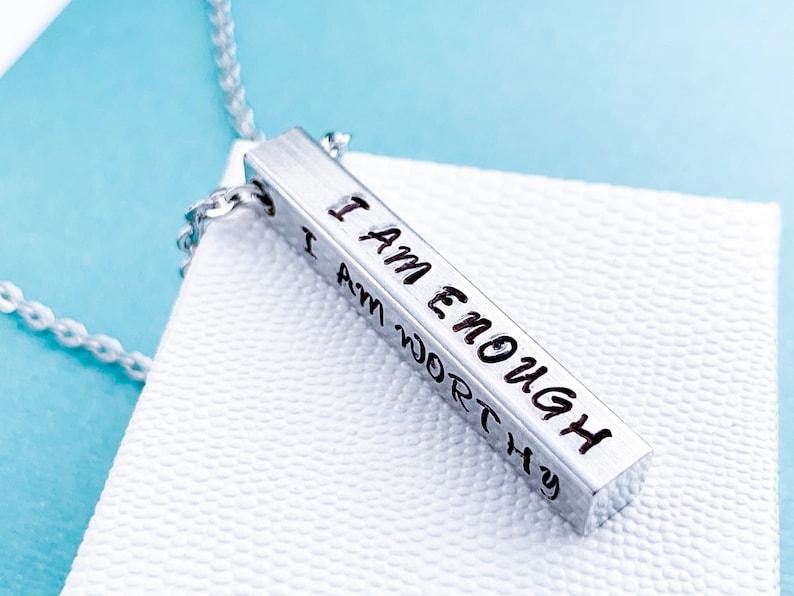 I am enough Necklace, I am Worthy necklace, Self Love Necklace, Anxiety Depression Motivation Necklace, Positive Affirmation image 10