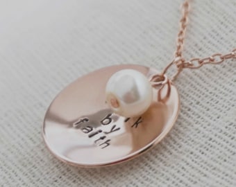 Walk by Faith Necklace, Bible Verse Pendant, Inspirational Jewelry, Christian Gifts for Women, Scripture Necklace
