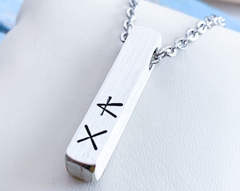 Paleo Hebrew Necklace, Sterling Silver 3D Bar Necklace, Personalized Bar Pendant, Christian Jewelry