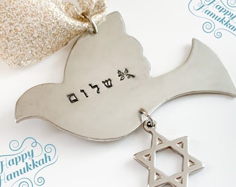 Hanukkah Christmas ornament, Hanukkah decor, Shalom Dove, Star of David ornament, Hanukkah Bush, Merry Chrismukkah, Chanukkah Gifts, Judaica