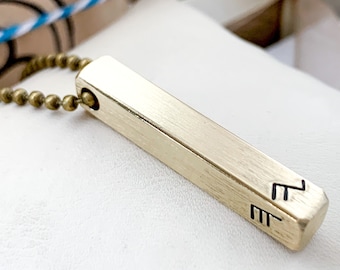 Paleo Hebrew Necklace, Metal choice, Yahweh necklace, Messianic Jewelry, 4 Sided Bar Necklace, Men's necklace, Christian jewelry for men